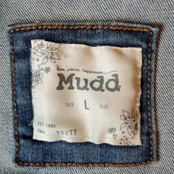 Mudd destructed denim jean jacket size Large - Picture 6 of 13
